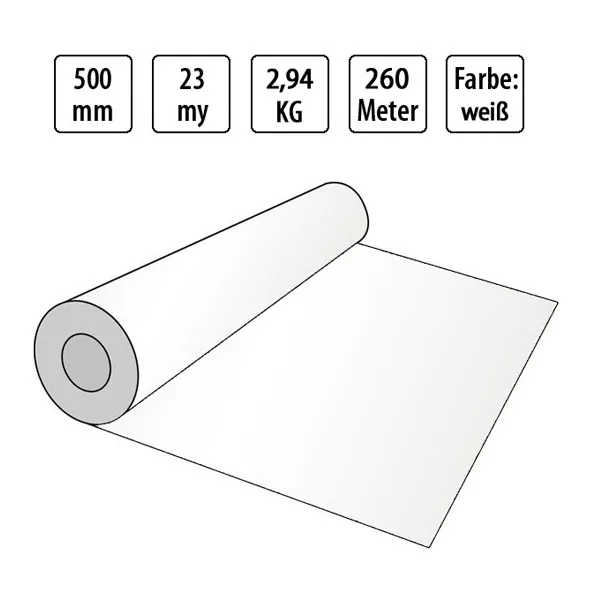 Handstretchfolie Weiss - Blickdichte weisse Stretchfolie - 500mm - 23 my