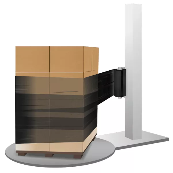 Palette mit schwarzer Maschinenstretchfolie Maschinenstretchfolie schwarz Palette