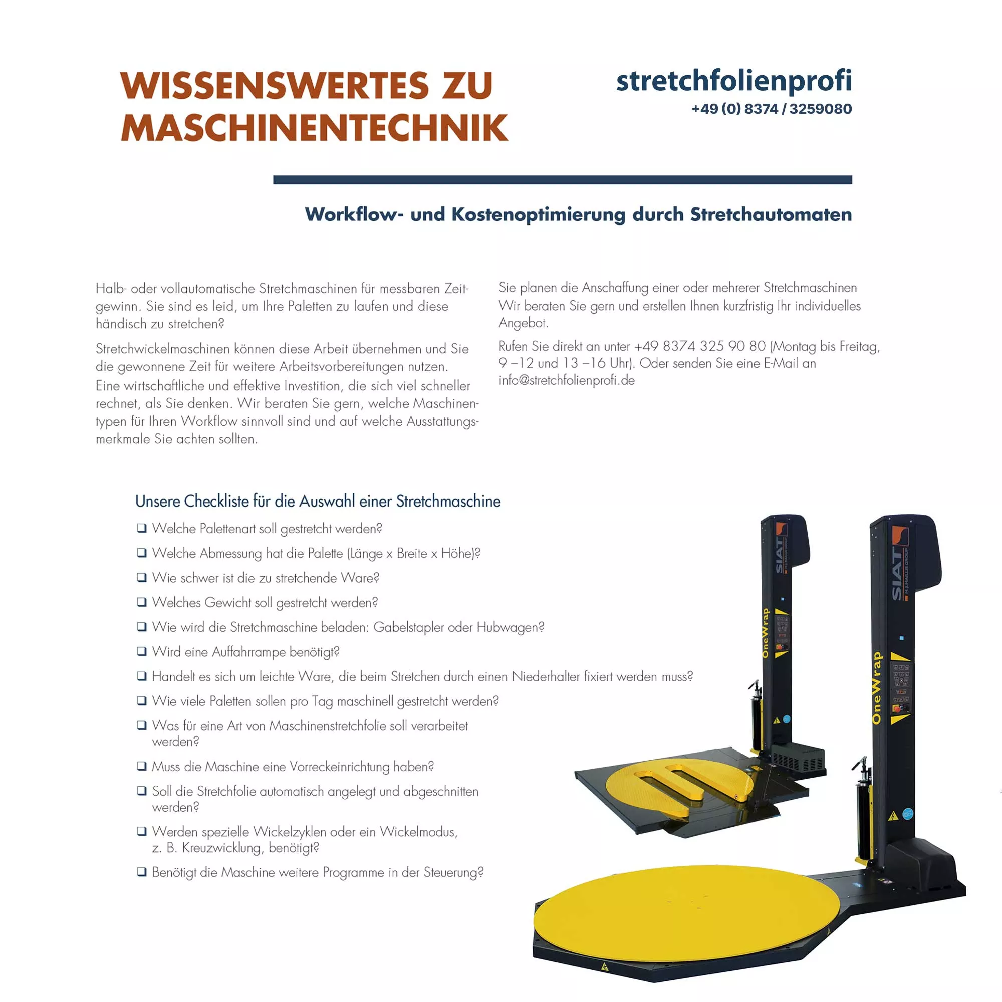 Siat Stretchmaschinen Checkliste Stretchmaschine Siat Checkliste