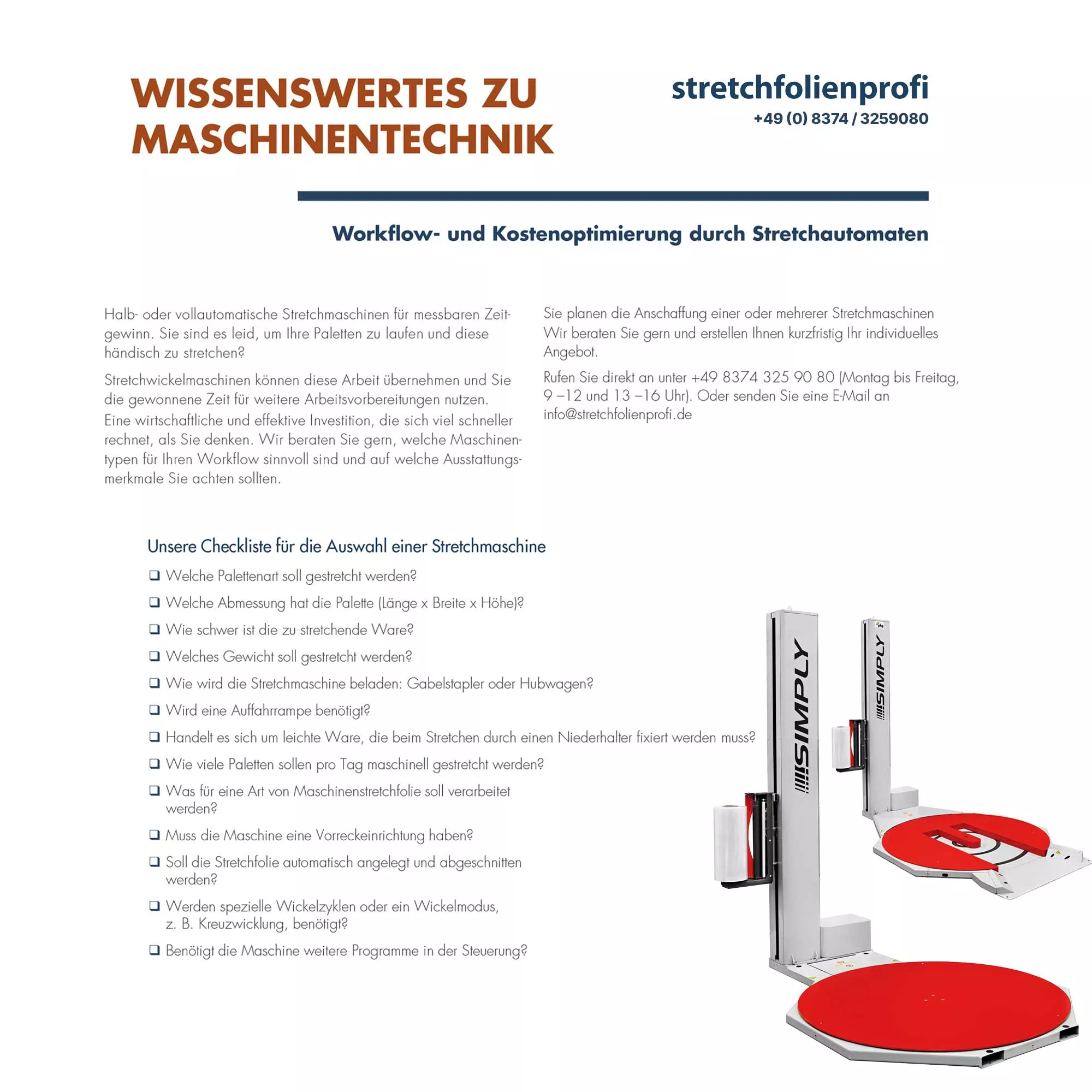 Simply Stretchmaschinen Checkliste Stretchmaschine Simply Checkliste