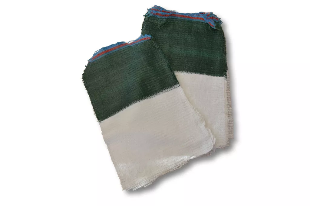 Gemüsesäcke 2,5 - 3 kg mit Zugband, grün / weiß, 330 x 650 mm