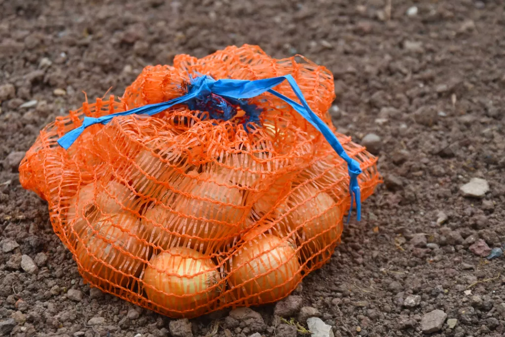 Gemüsesäcke 20 kg mit Zugband, orange, 500 x 800 mm Gemüsesäcke 20 kg mit Zugband, orange, 500 x 800 mm