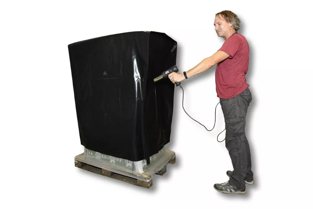 Schrumpfhaube, 1250 + 850 x 1800 mm, schwarz, 125my (125µ) Schrumpfhaube, 1250 + 850 x 1800 mm, schwarz, 125my (125µ)
