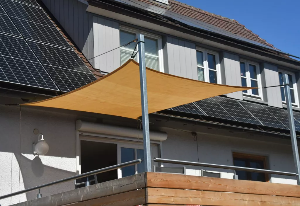 Sonnensegel HDPE inkl. Befestigungsseile, 3 x 5 m, beige