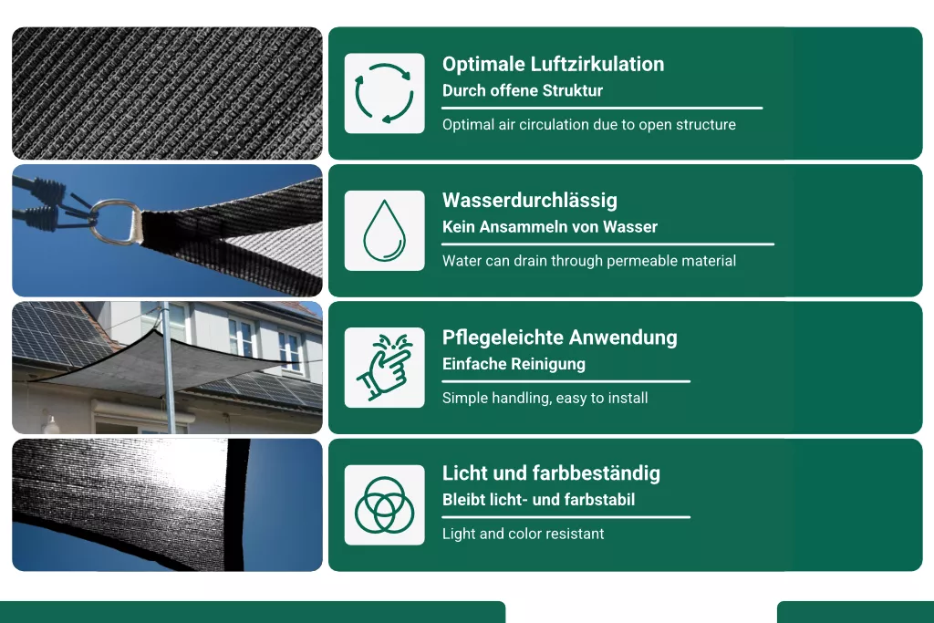 Sonnensegel HDPE inkl. Befestigungsseile, 2 x 3 m, grau Sonnensegel HDPE inkl. Befestigungsseile, 2 x 3 m, grau