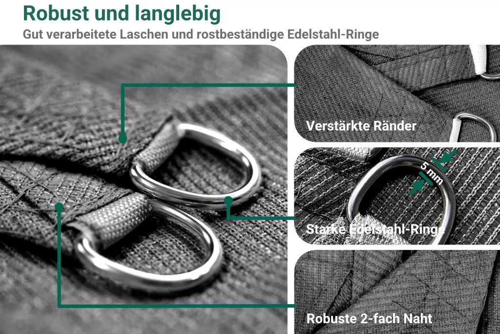 Sonnensegel HDPE inkl. Befestigungsseile, 2 x 3 m, grau Sonnensegel HDPE inkl. Befestigungsseile, 2 x 3 m, grau