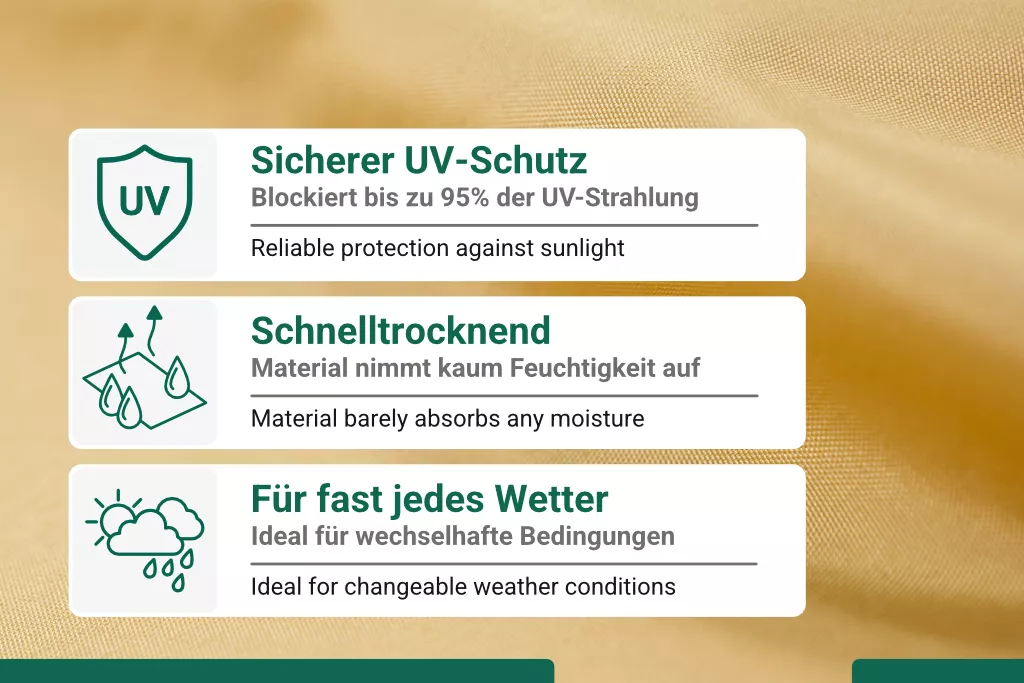 Sonnensegel Polyester inkl. Befestigungsseile, 2 x 3 m, beige Sonnensegel Polyester inkl. Befestigungsseile, 2 x 3 m, beige