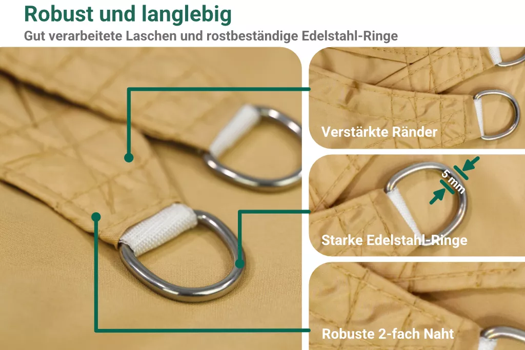 Sonnensegel Polyester inkl. Befestigungsseile, 2 x 3 m, beige Sonnensegel Polyester inkl. Befestigungsseile, 2 x 3 m, beige
