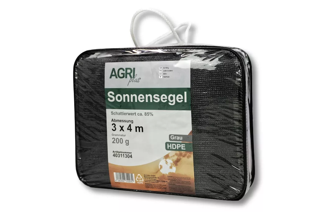 Sonnensegel HDPE inkl. Befestigungsseile, 2 x 3 m, grau Sonnensegel HDPE inkl. Befestigungsseile, 2 x 3 m, grau