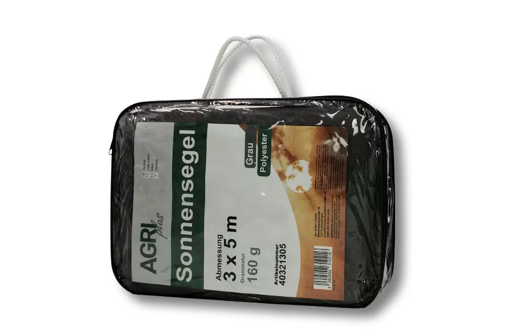 Sonnensegel Polyester inkl. Befestigungsseile, 2 x 3 m, grau Sonnensegel Polyester inkl. Befestigungsseile, 2 x 3 m, grau