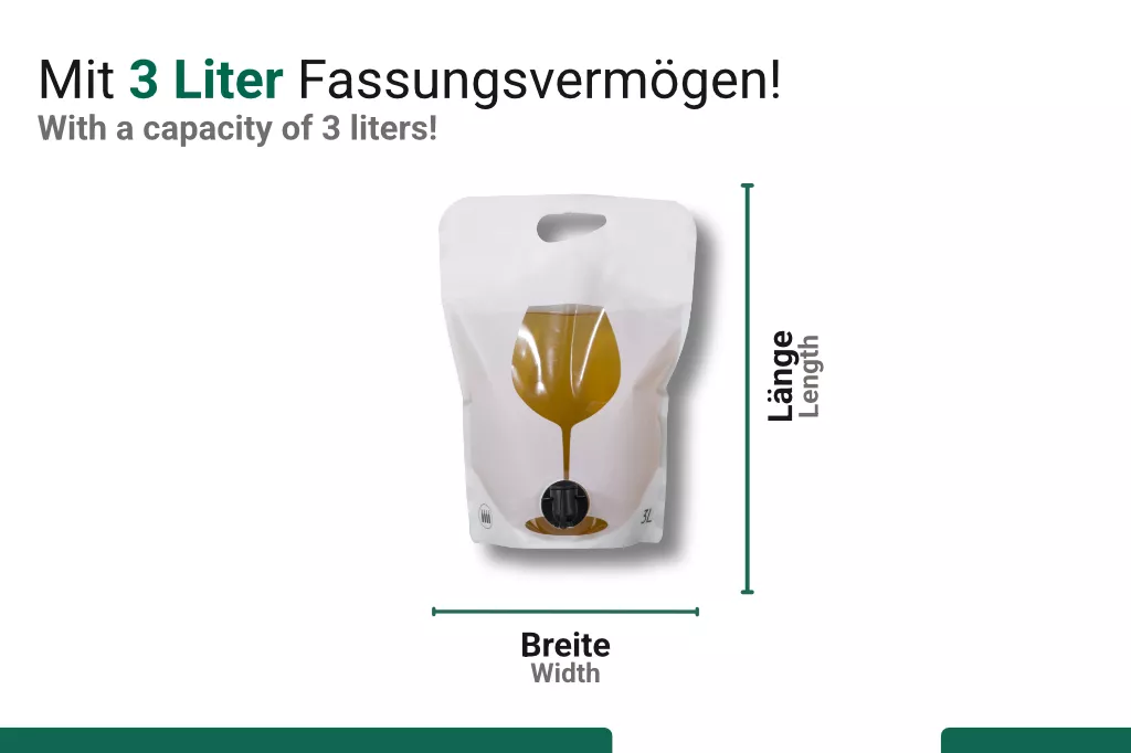 Bag in Box Standbeutel Pouch 3 Liter - Weinglas Bag in Box Standbeutel Pouch 3 Liter - Weinglas