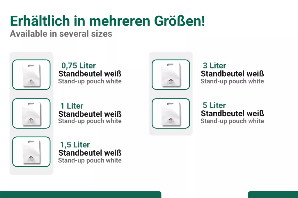 Pouch Standbeutel, weiß matt, 5 Liter Pouch Standbeutel, weiß matt, 5 Liter