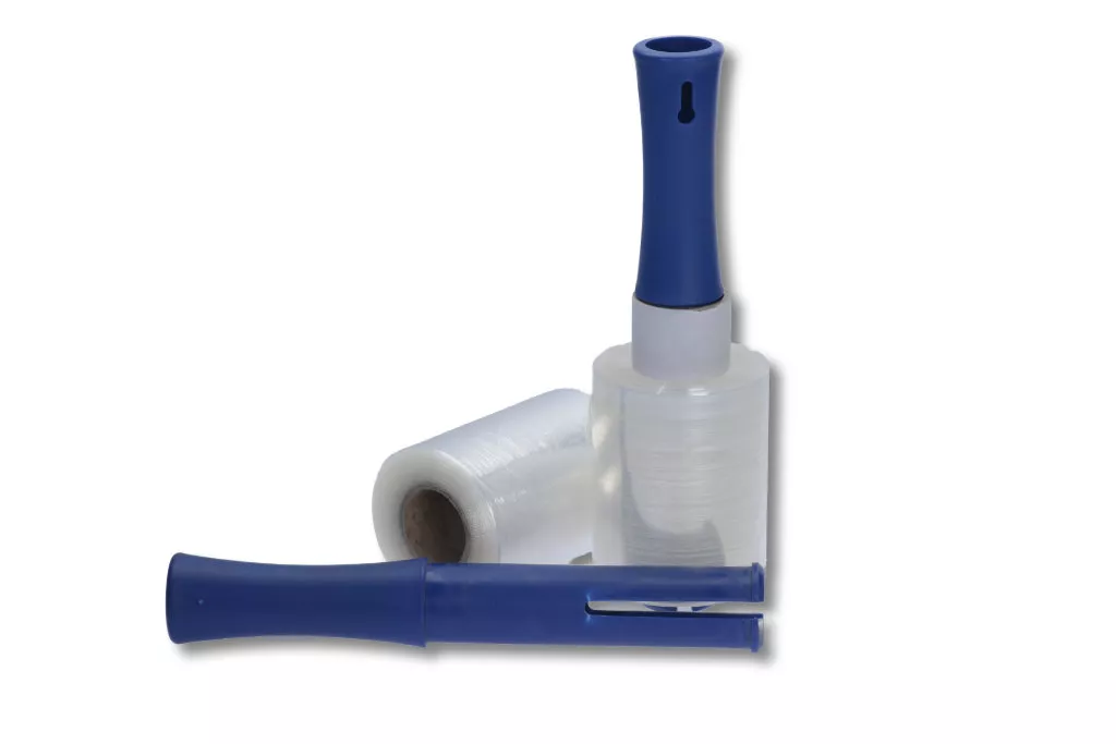 Stretchfolienabroller HANDY blau mit Überstand Stretchfolienabroller HANDY blau mit Überstand
