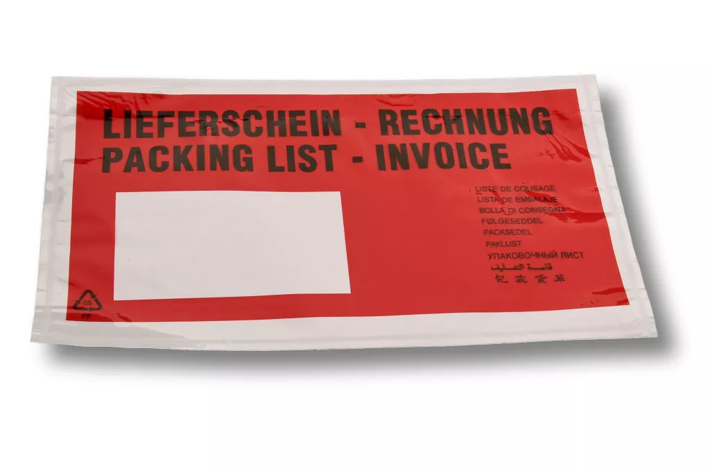 Lieferscheintaschen DIN Lang 'Light': Lieferschein/Rechnung, rot, 35 % Rezyklat