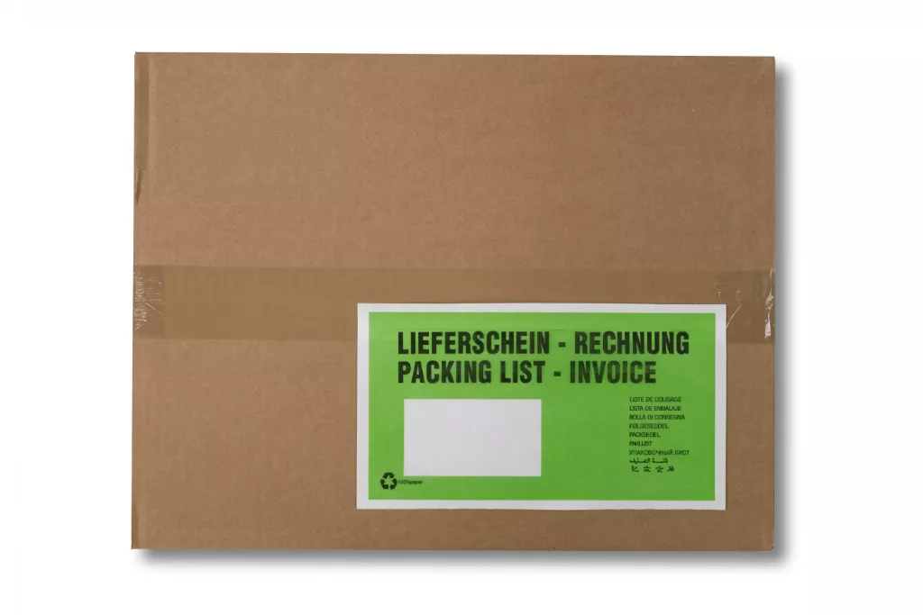 Lieferscheintaschen DIN Lang: Lieferschein/Rechnung, grün, Pergamin-Papier Lieferscheintaschen DIN Lang: Lieferschein/Rechnung, grün, Pergamin-Papier