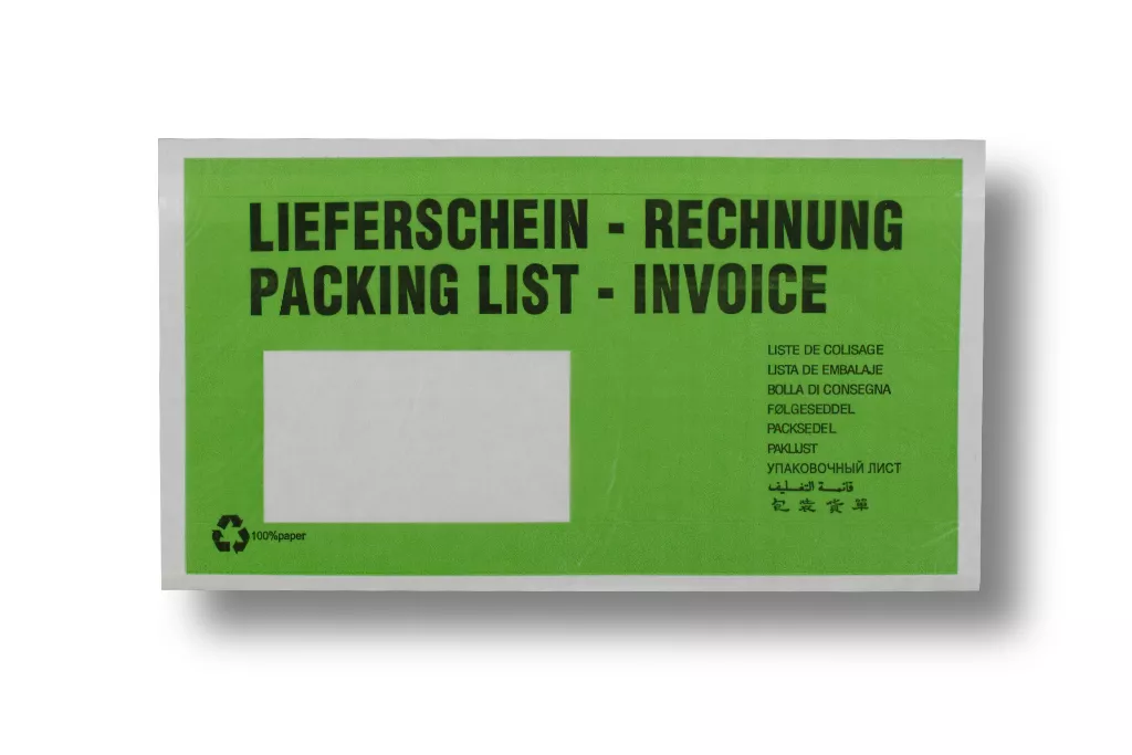 Lieferscheintaschen DIN Lang: Lieferschein/Rechnung, grün, Pergamin-Papier Lieferscheintaschen DIN Lang: Lieferschein/Rechnung, grün, Pergamin-Papier
