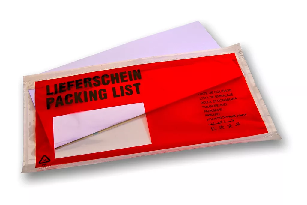 Lieferscheintaschen DIN Lang: Lieferschein, rot, 35 % Rezyklat